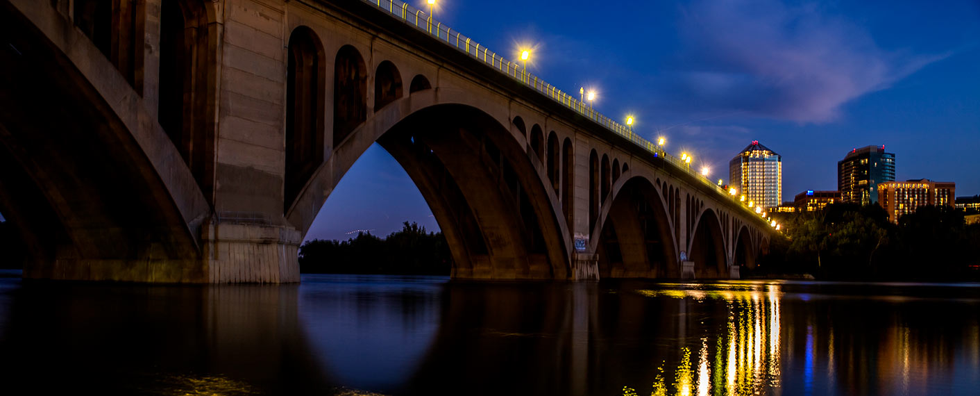 Key Bridge at night